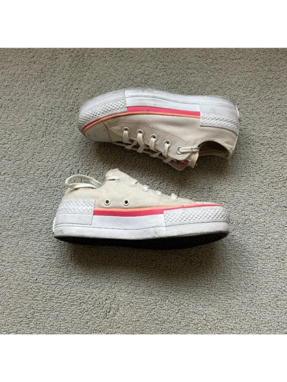 Converse Chuck Taylor All Star Platform Women's Size 5 Pink Beige Sneakers - Picture 8 of 10